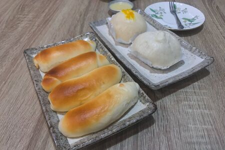 Steamed stuffed bun pork with breadの写真素材