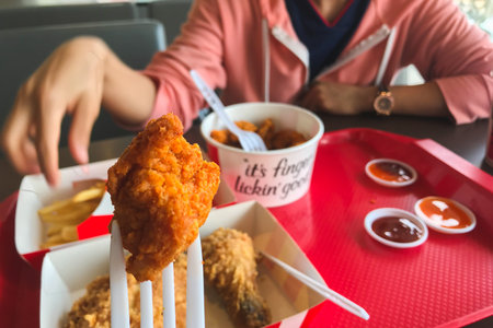 Fried chicken pop nuggets ready to eat