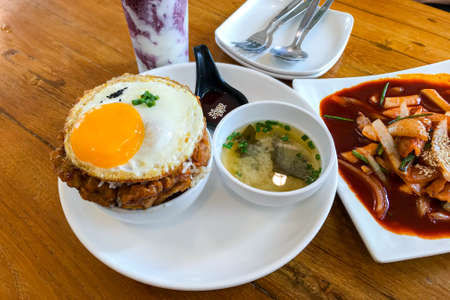 Grilled pork rice in bowl Japanese food.の写真素材