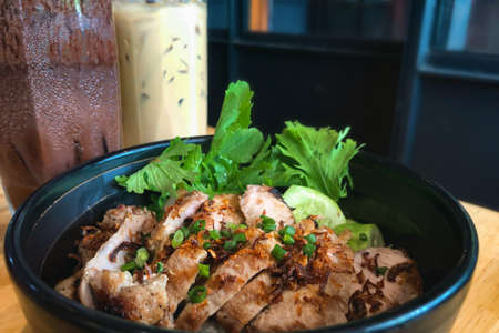 Grilled pork rice in bowl Japanese food.の写真素材