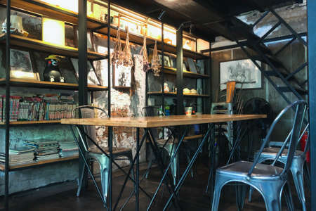 Reading corner prepared for customers in the cafe.の写真素材