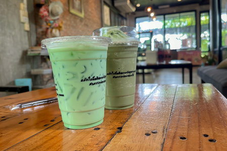 Iced Green Tea Iced Matcha Green Teaの写真素材