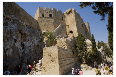Entrance of the Castle of Lindos, Rhodes, Greece.の写真素材