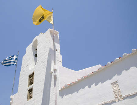 Orthodox church in Lindos, Island of Rhodes.の写真素材