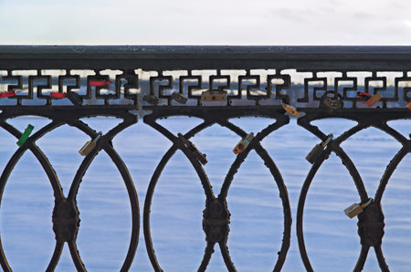 iron railing in the parkの写真素材