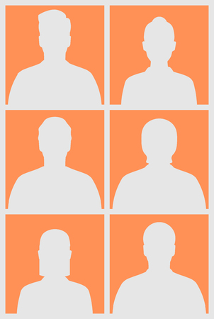 Six human avatars. Four male, two female. Silhouettesのイラスト素材
