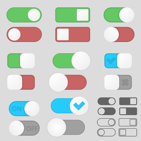 Toggle switch button off on pack. Interface. Different variationsのイラスト素材