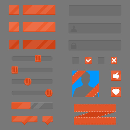 Bright vector set of GUI elements for games or apps. Flat, tamplate, editable.のイラスト素材