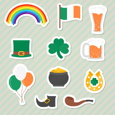 Set of St. Patrick's Day stickers.のイラスト素材