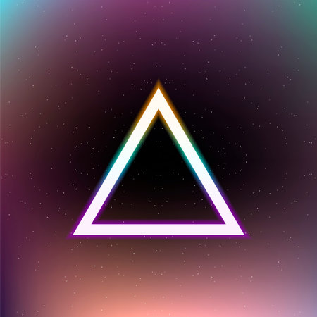 Bright colorful triangle on abstract space background.