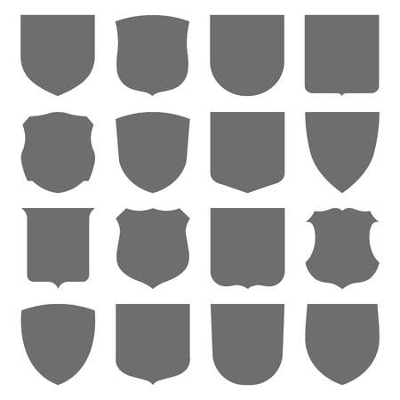 Collection of silhouettes of coats of arms. Sixteen different shields.のイラスト素材