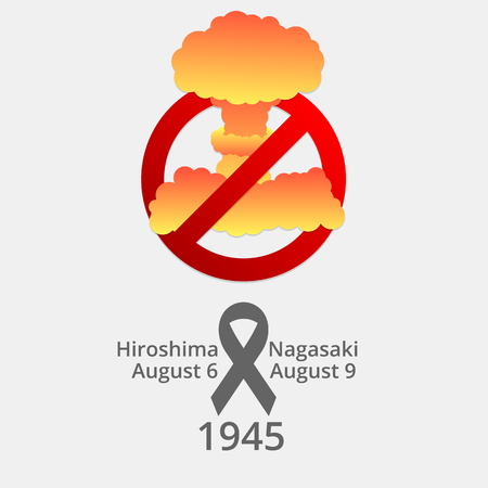Nuclear explosion, no war. Hiroshima and Nagasaki poster.のイラスト素材