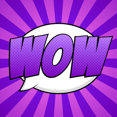 Speech bubble with WOW inside. Pop art, comic book style.のイラスト素材
