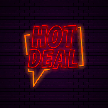 Hot deal neon bannerのイラスト素材