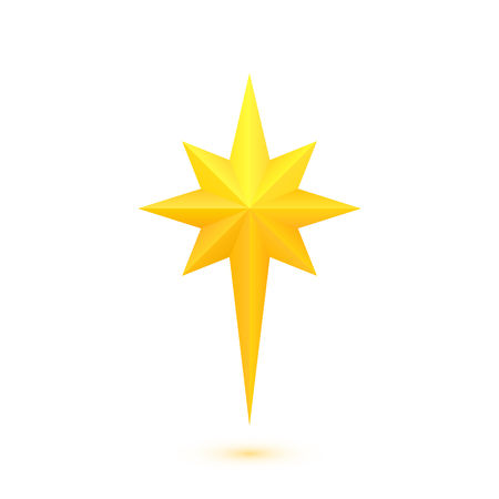 Star of Bethlehem. Golden octagram. Eight-angled star. Vector isolatedのイラスト素材
