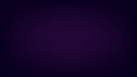 Brick wall widescreen background. Illuminated texture. Dark neon light.のイラスト素材