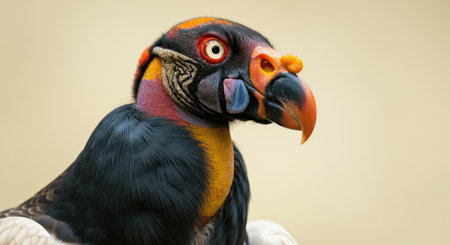 Vibrant king vulture portrait showcasing majestic plumage and distinct features for wildlife educationの素材