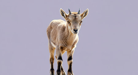 Majestic young mountain goat exploring nature in serene landscapeの素材
