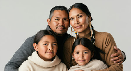 Warm and loving native american family portrait embracing cultural heritageの素材