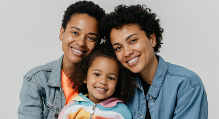 Happy family moment featuring two african american young adults and childの素材