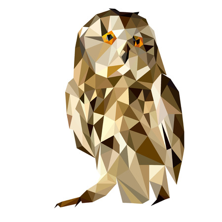 Owl vector polygon geometric. Tattoo creative decoration logo artwork polygonal owl. Abstract bird design symbol nature triangle graphic. Trendy zoo drawing portrait.のイラスト素材