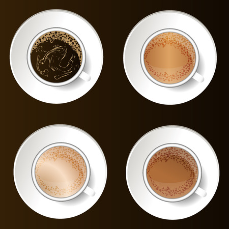 Coffee cups top view vector illustration.のイラスト素材