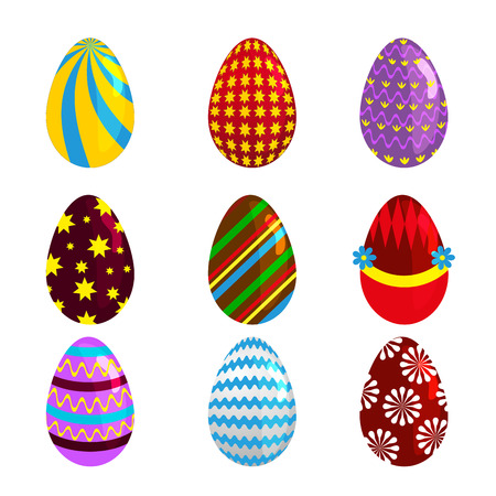 Easter eggs spring colorful celebration decoration holiday vector icons.のイラスト素材