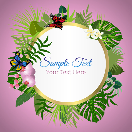 Beautiful vector floral summer background with tropical palm leaves. Perfect for wallpapers, web page backgrounds, surface textures, textile.のイラスト素材