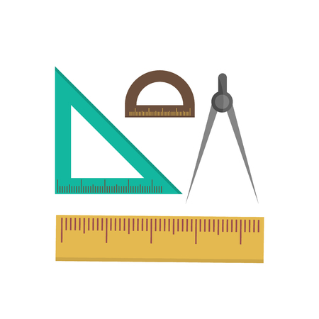 Color school measuring rulers in centimeters and inches vector set.のイラスト素材