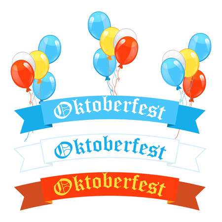 Oktoberfest ribbon banners in bavarian colors vector.のイラスト素材