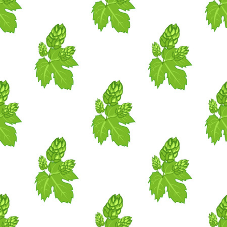 Seamless pattern with green hops and leaves vector illustration.のイラスト素材