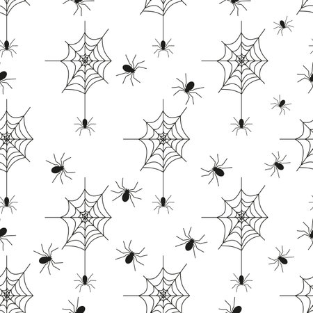 Cobweb seamless pattern background spider web halloween black vectorのイラスト素材