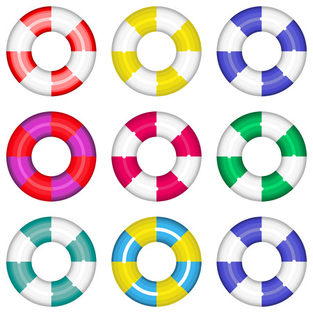 Colorful lifebuoys icons.のイラスト素材