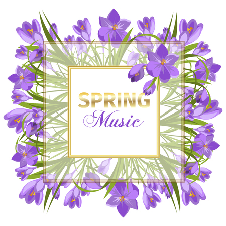 Purple crocuses in the snow vector.のイラスト素材