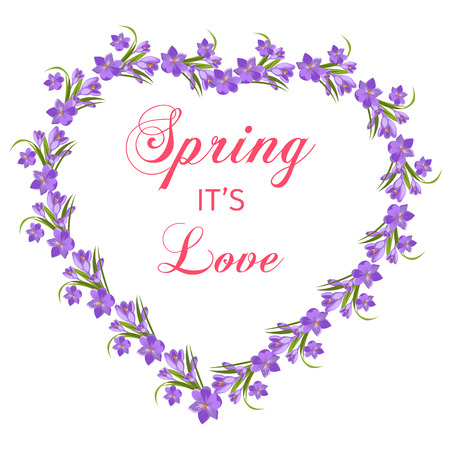 Purple crocuses in the snow vector.のイラスト素材