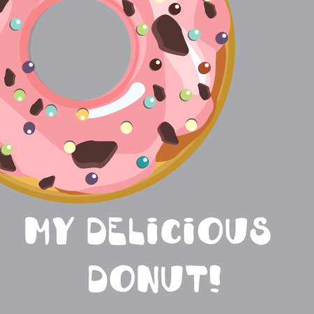 Donuts with glaze  isolated on purple background.のイラスト素材