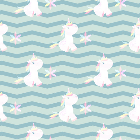 Cute unicorn pattern magic baby vector. Fantasy animal lovely horn head illustration sweet horse dream cartoon rainbow. Beautiful funny pony texture star happy graphic pink color fairy fairytale childrenのイラスト素材