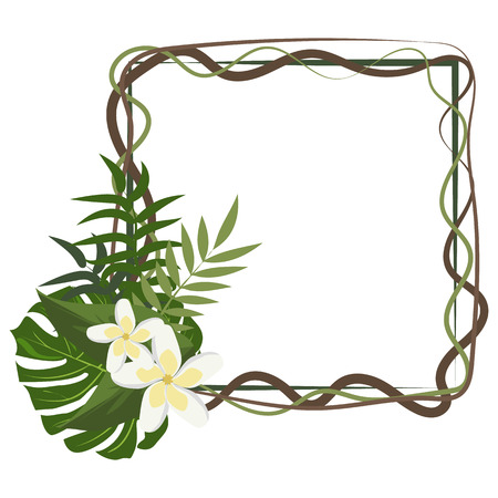 Tropical frame floral summer leaf aloha design.のイラスト素材