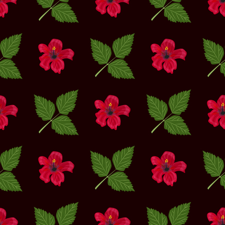 Tropical pattern palm summer green palm leaves black background.のイラスト素材