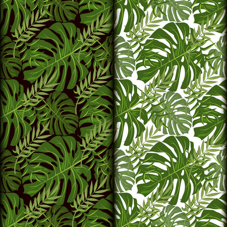 Tropical pattern palm summer green palm leaves background.のイラスト素材