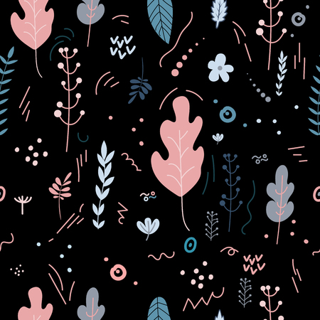 Flowers and leaf pattern pretty spring pastel colorsのイラスト素材