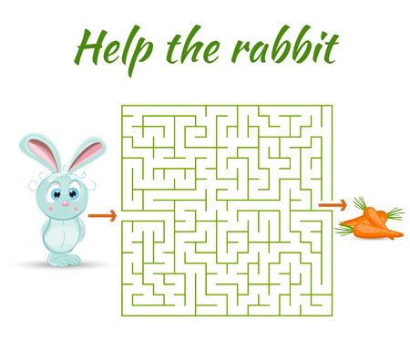 Round maze riddle game, find way your path. Help the rabbitのイラスト素材
