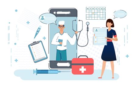 Online Doctor, Telemedicine, Medical Service Online for Patients.のイラスト素材