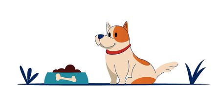 Vector illustration. Cute cartoon vector puppy dogのイラスト素材