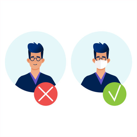 Passage only in mask, without mask entry prohibited.のイラスト素材