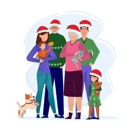 Merry Christmas and a Happy New Year. Template for congratulations on the holiday.のイラスト素材