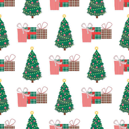Christmas seamless pattern Happy New Year winter holiday background decorative paper vector illustration.のイラスト素材