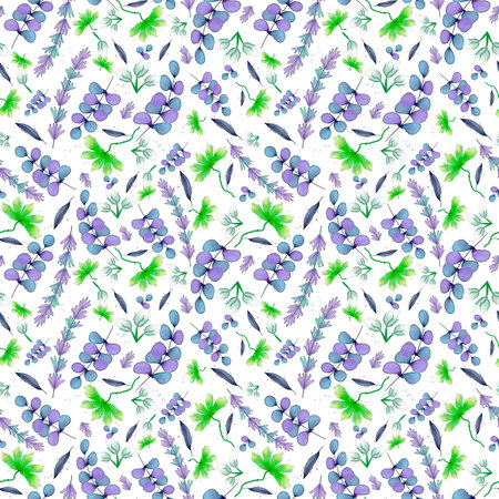 Seamless pattern with spring flowers and leaves.