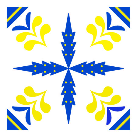 Azulejos Portuguese tile floor pattern, Lisbon seamless indigo blue tiles, vintage geometric ceramic, Spanish vector background. Moroccan geometrical interior patchwork. Azulejo moroccan wallpaperのイラスト素材