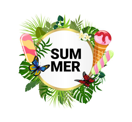 Happy National Ice Cream Day Poster. Sweet cold dessert greeting card. Chocolate ice cream holiday celebration banner.のイラスト素材
